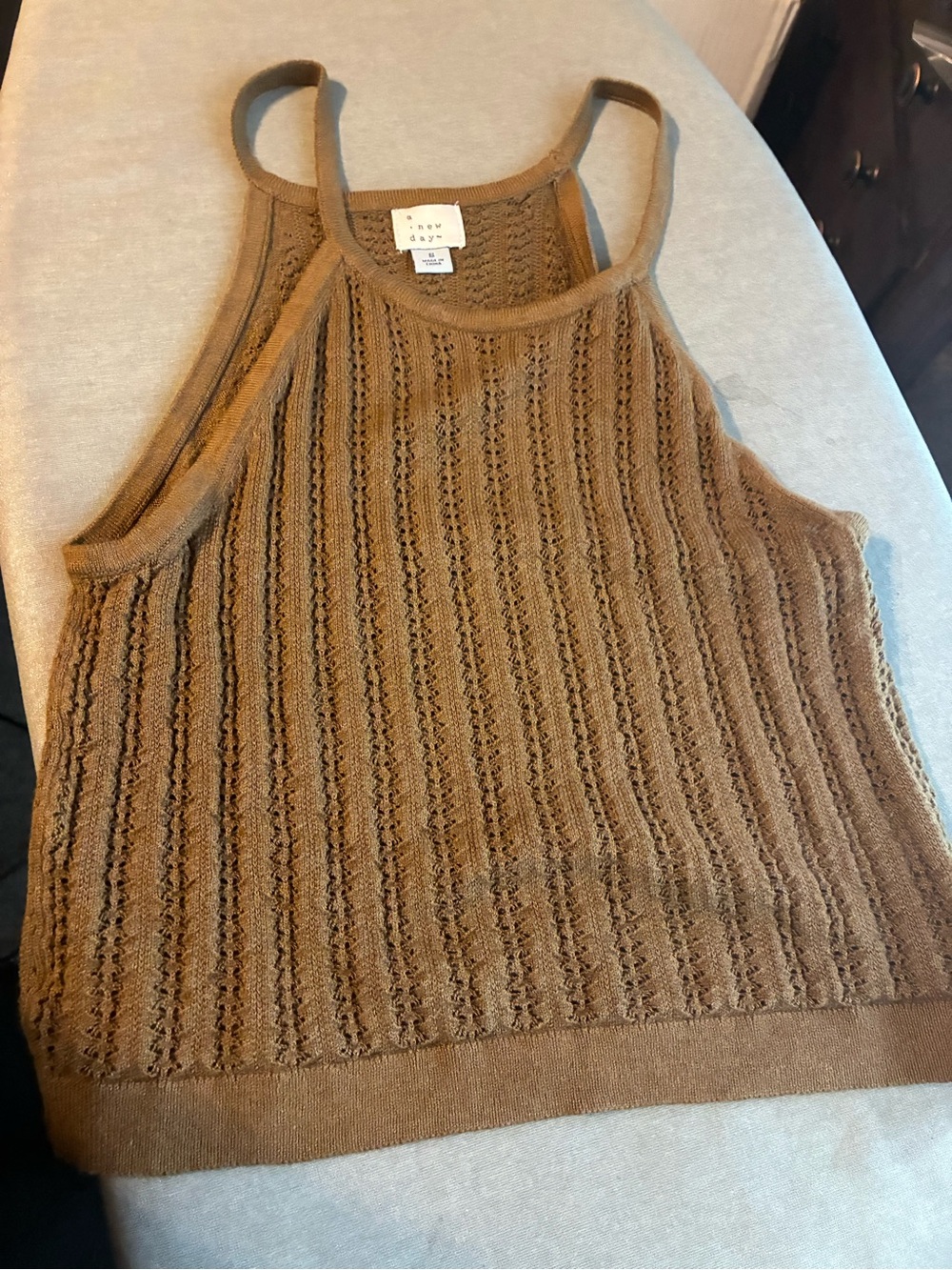 a new day Brown Openwork Knit Tank Top